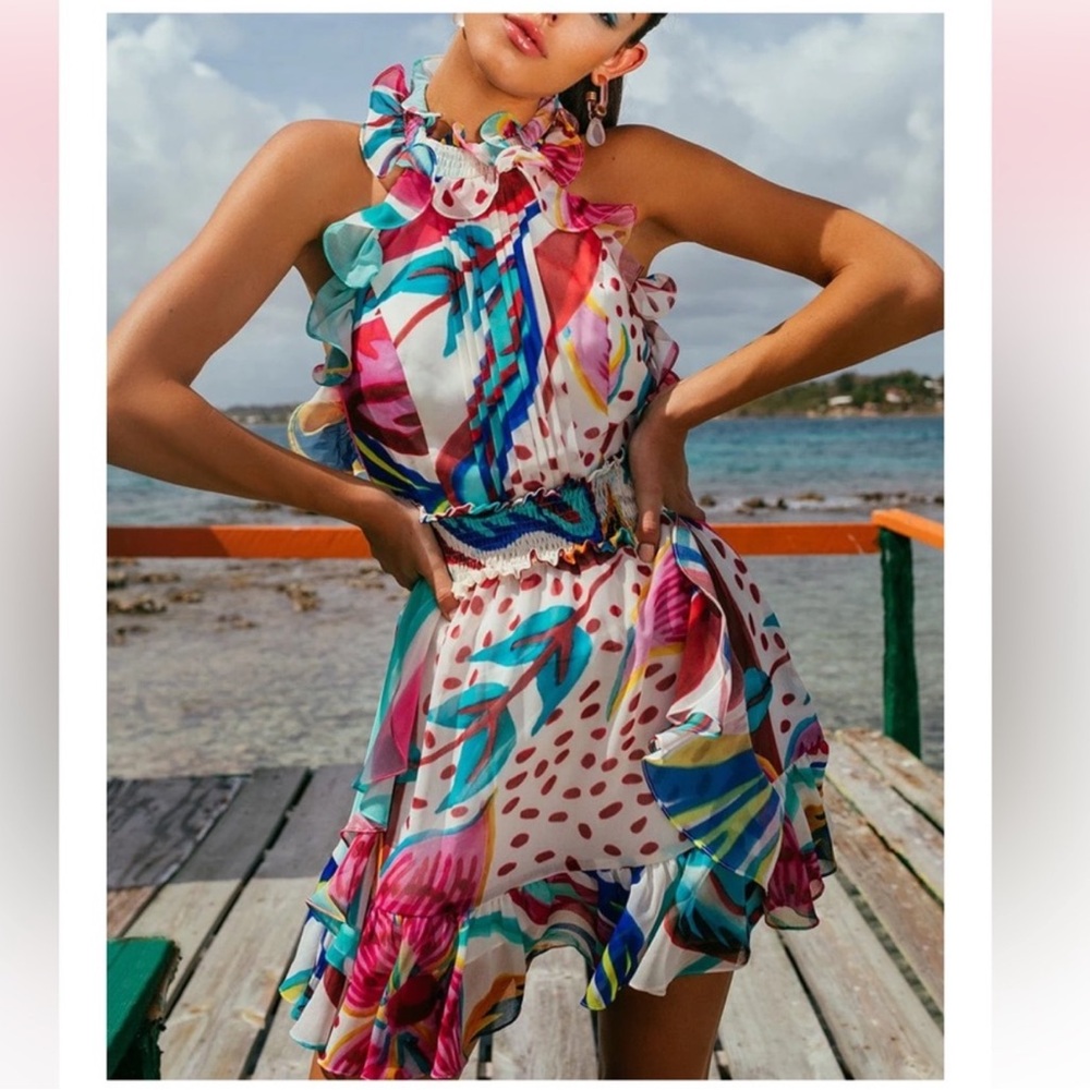 Patbo ruffled halter dress